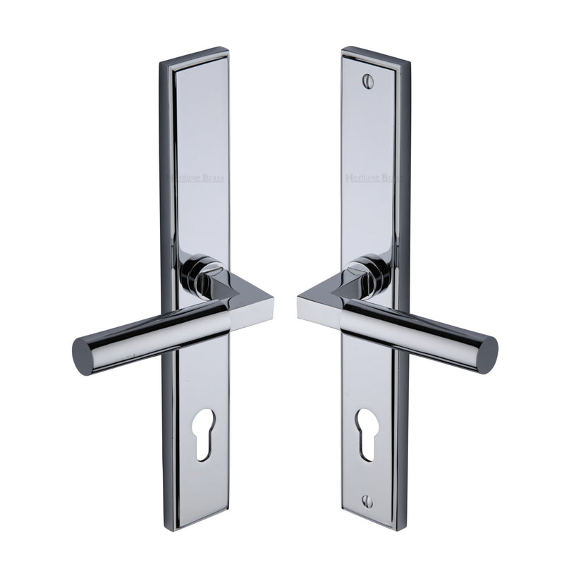 Heritage Brass Multi-Point Door Handle Lever Lock Bauhaus LH Design Polished Chrome finish - MP2259.LH-PC - Choice Handles