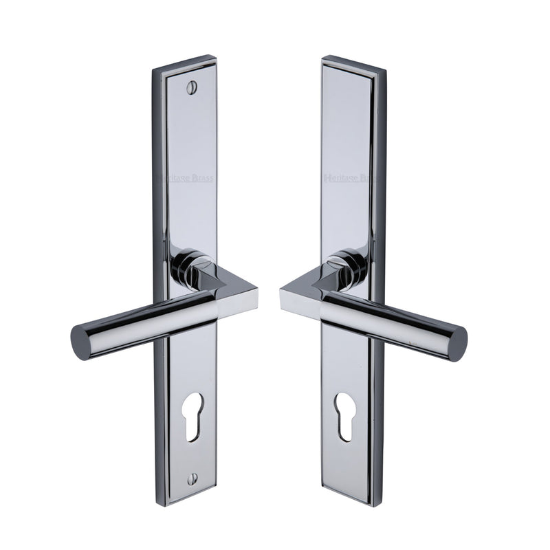 Heritage Brass Multi-Point Door Handle Lever Lock Bauhaus RH Design Polished Chrome finish - MP2259.RH-PC - Choice Handles