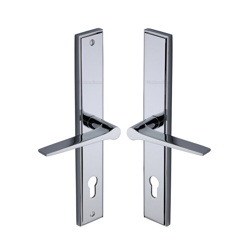 Heritage Brass Multi-Point Door Handle Lever Lock Gio RH Design Polished Chrome finish - MP4189.RH-PC - Choice Handles