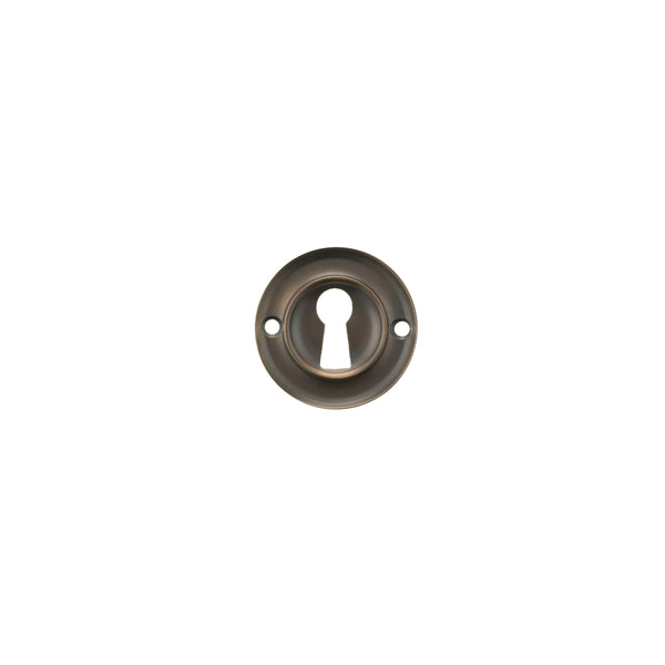 Old English Solid Brass Open Key Hole Escutcheons - Urban Dark Bronze - OERKEUDB