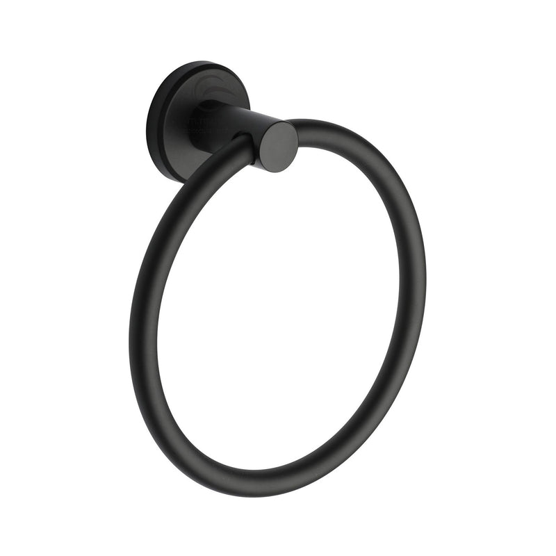 Oxford Wall Mounted Towel Ring, Towel Holder for Kitchen and Bathroom. Black finish - OXF-RING-BLK