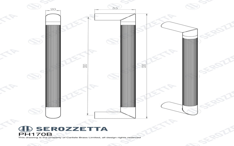 Serozzetta Mitred Lines Pull Handle 300mm  - Matt Black - PH170BMB