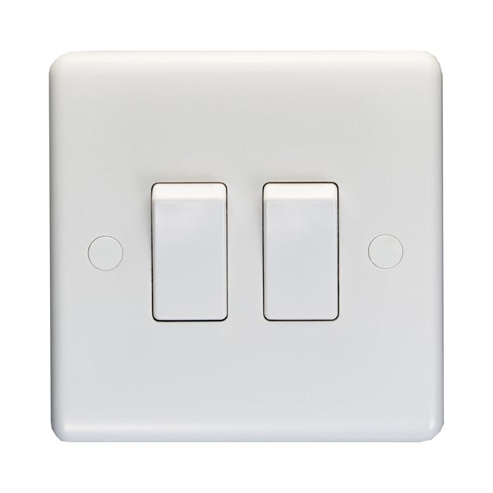 Eurolite Enhance White Plastic 2 Gang Switch - White - PL3022 - Choice Handles