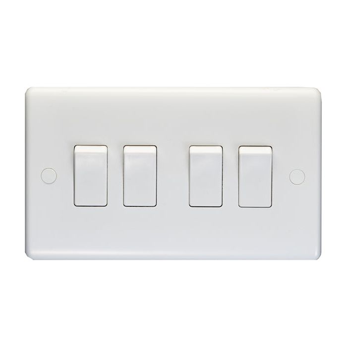 Eurolite Enhance White Plastic 4 Gang Switch - White - PL3042 - Choice Handles