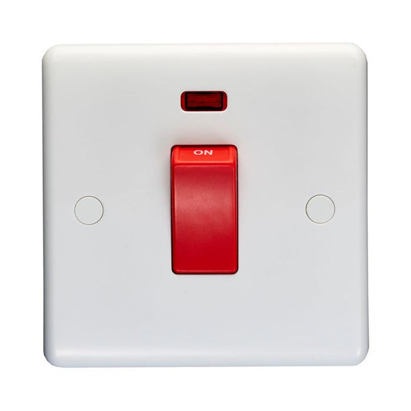 Eurolite Enhance White Plastic 45Amp Switch With Neon Indicator - White - PL3271 - Choice Handles