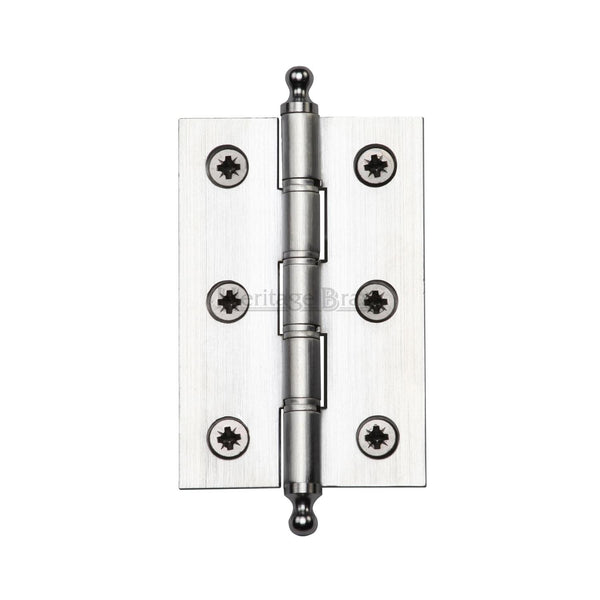 Heritage Brass Hinge Brass with Finial 3" x 2" Satin Chrome finish - PR88-246-SC