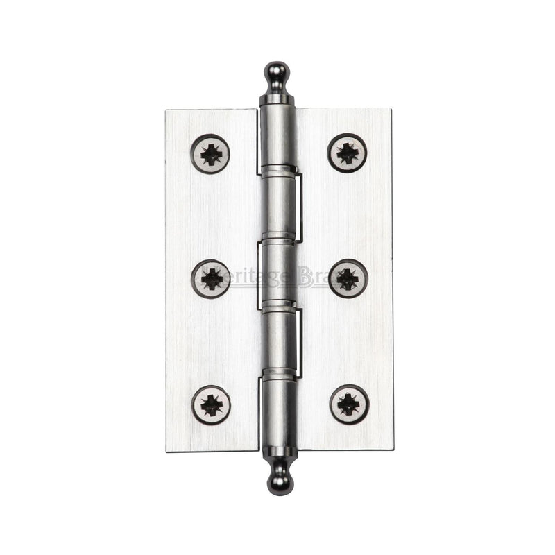 Heritage Brass Hinge Brass with Finial 3" x 2" Satin Chrome finish - PR88-246-SC