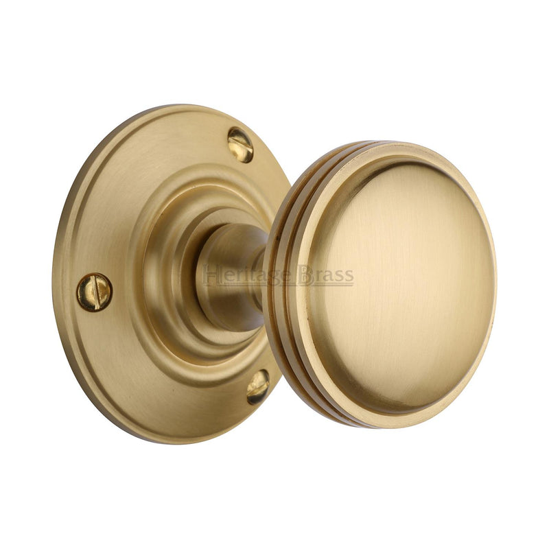 Heritage Brass Mortice Knob on Rose Richmond Design Satin Brass finish - RHM988-SB - Choice Handles