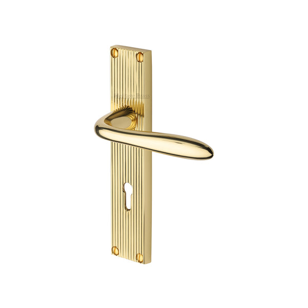 Heritage Brass Sutton Reeded Lever Lock Polished Brass finishUK Design Registration Number 6234524 - RR5000-PB - Choice Handles