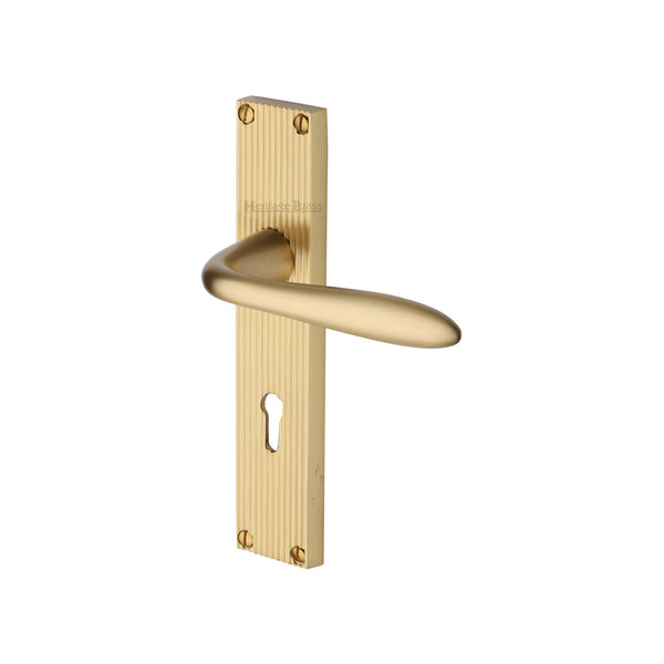 Heritage Brass Sutton Reeded Lever Lock Satin Brass finishUK Design Registration Number 6234524 - RR5000-SB - Choice Handles