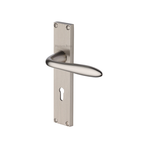 Heritage Brass Sutton Reeded Lever Lock Satin Nickel finishUK Design Registration Number 6234524 - RR5000-SN - Choice Handles