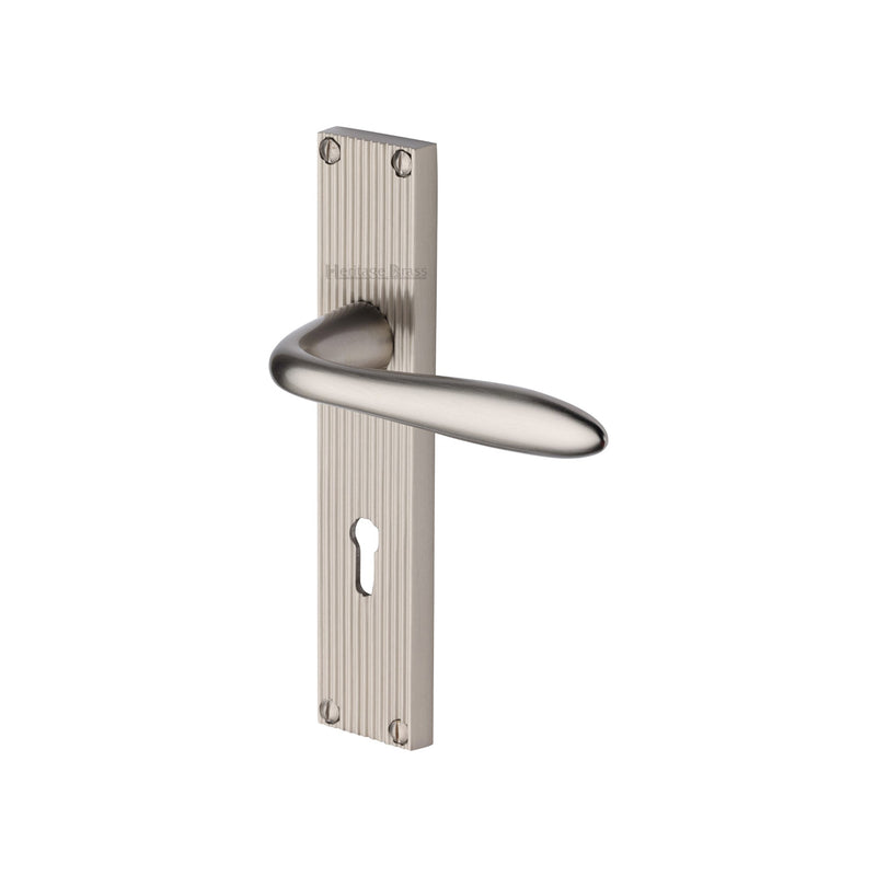 Heritage Brass Sutton Reeded Lever Lock Satin Nickel finish- RR5000-SN - Choice Handles