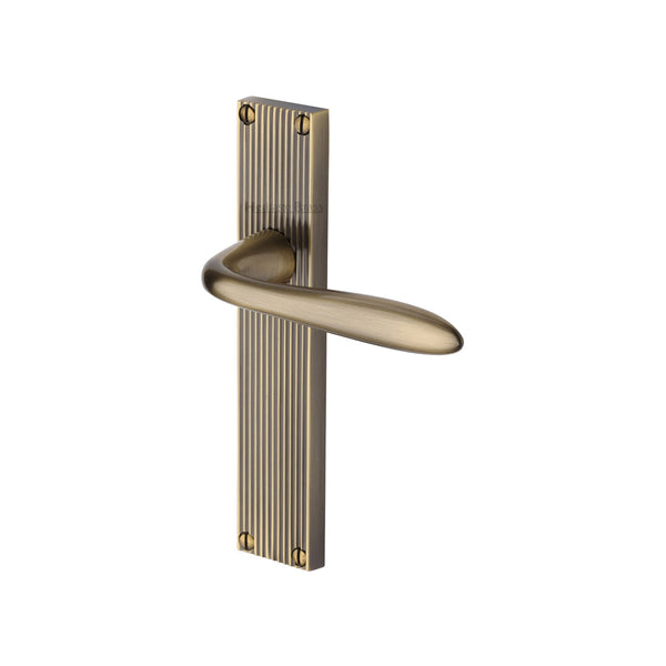 Heritage Brass Sutton Reeded Lever Latch Antique Brass finishUK Design Registration Number 6234524 - RR5010-AT - Choice Handles