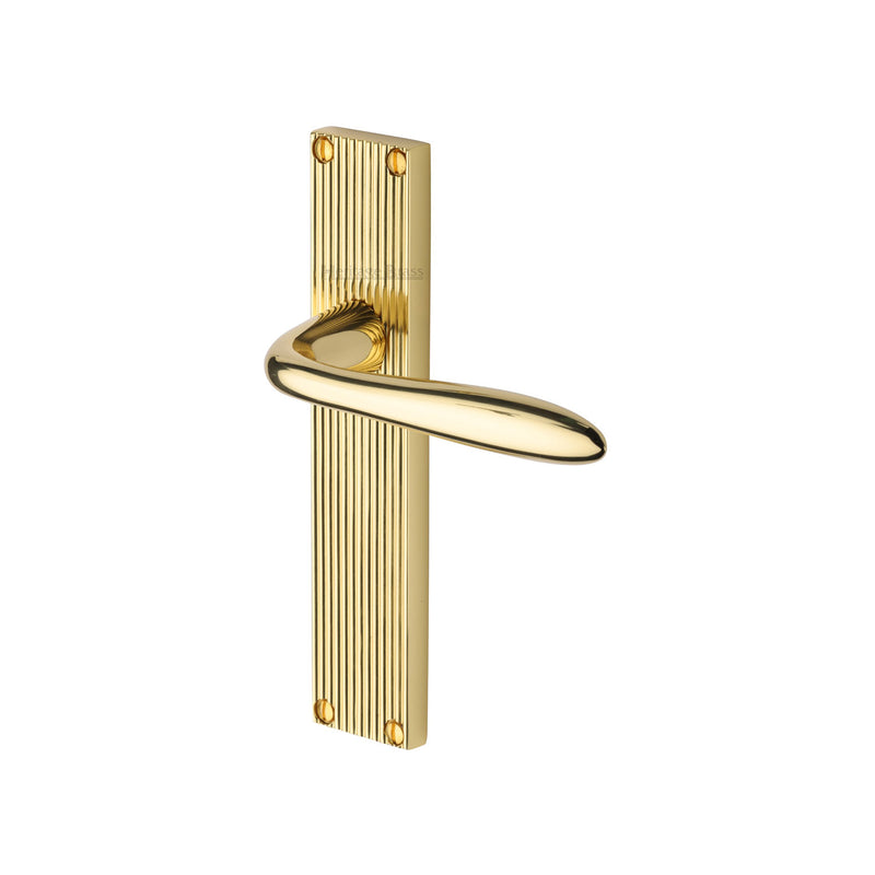 Heritage Brass Sutton Reeded Lever Latch Polished Brass finish- RR5010-PB - Choice Handles