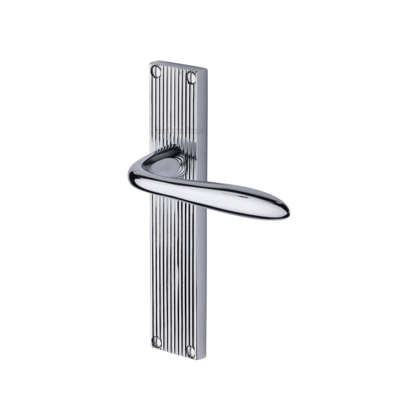 Heritage Brass Sutton Reeded Lever Latch Polished Chrome finishUK Design Registration Number 6234524 - RR5010-PC - Choice Handles