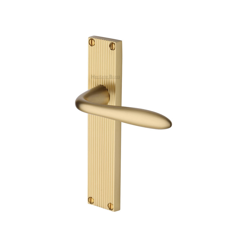 Heritage Brass Sutton Reeded Lever Latch Satin Brass finishUK Design Registration Number 6234524 - RR5010-SB - Choice Handles