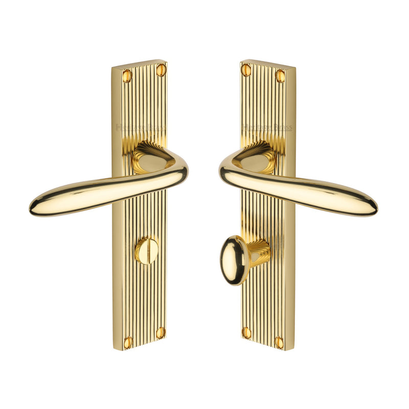 Heritage Brass Sutton Reeded Bathroom set Polished Brass finish- RR5030-PB - Choice Handles