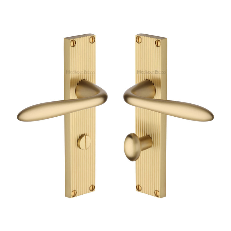 Heritage Brass Sutton Reeded Bathroom set Satin Brass finishUK Design Registration Number 6234524 - RR5030-SB - Choice Handles