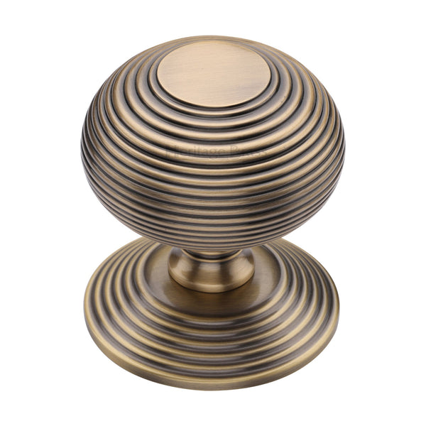 Heritage Brass Centre Door Knob Reeded Design 3 1/2 Antique Brass Finish
 - RR906-AT - Choice Handles