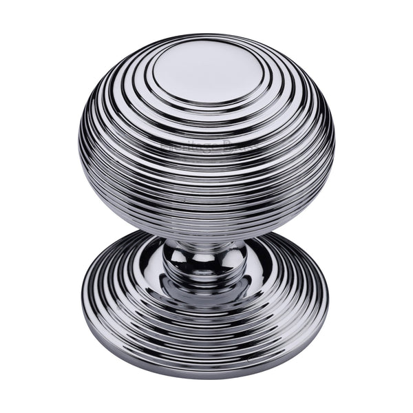 Heritage Brass Centre Door Knob Reeded Design 3 1/2 Polished Chrome Finish
 - RR906-PC - Choice Handles