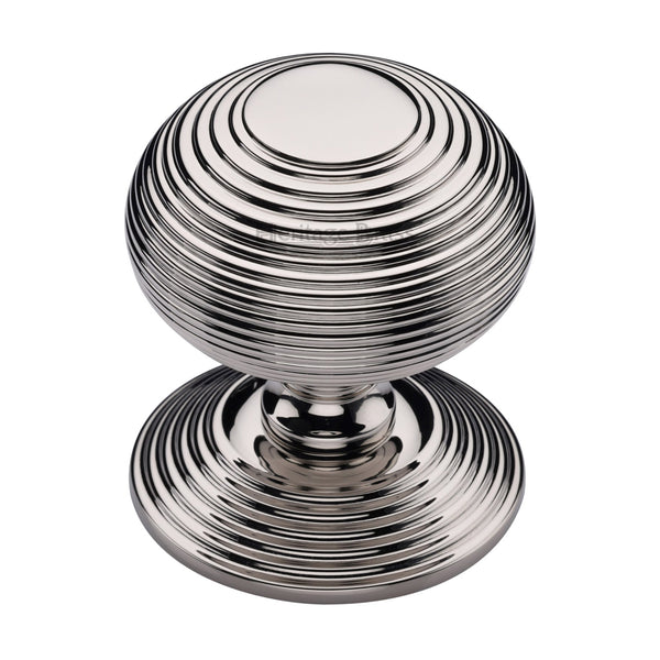 Heritage Brass Centre Door Knob Reeded Design 3 1/2 Polished Nickel Finish
 - RR906-PNF - Choice Handles