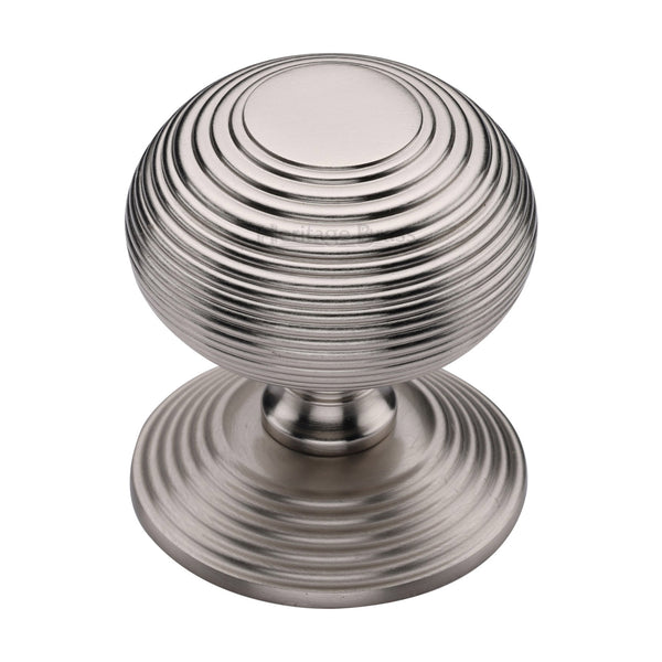 Heritage Brass Centre Door Knob Reeded Design 3 1/2 Satin Nickel Finish
 - RR906-SN - Choice Handles