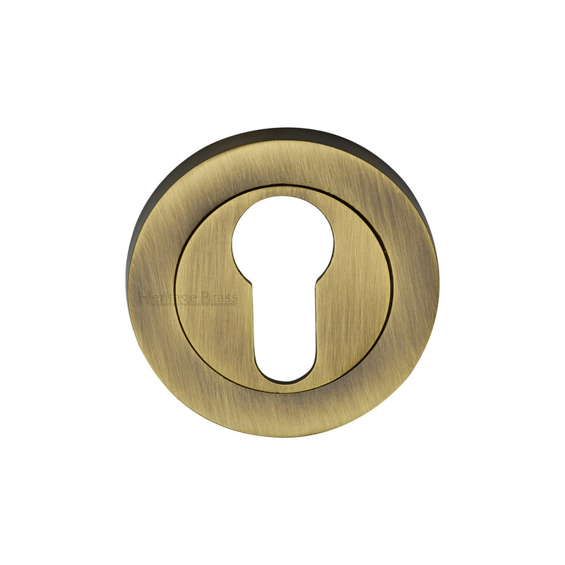 Heritage Brass Euro Profile Cylinder Escutcheon Antique finish - RS2004-AT - Choice Handles