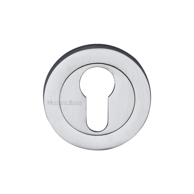 Heritage Brass Euro Profile Cylinder Escutcheon Satin Chrome finish - RS2004-SC - Choice Handles