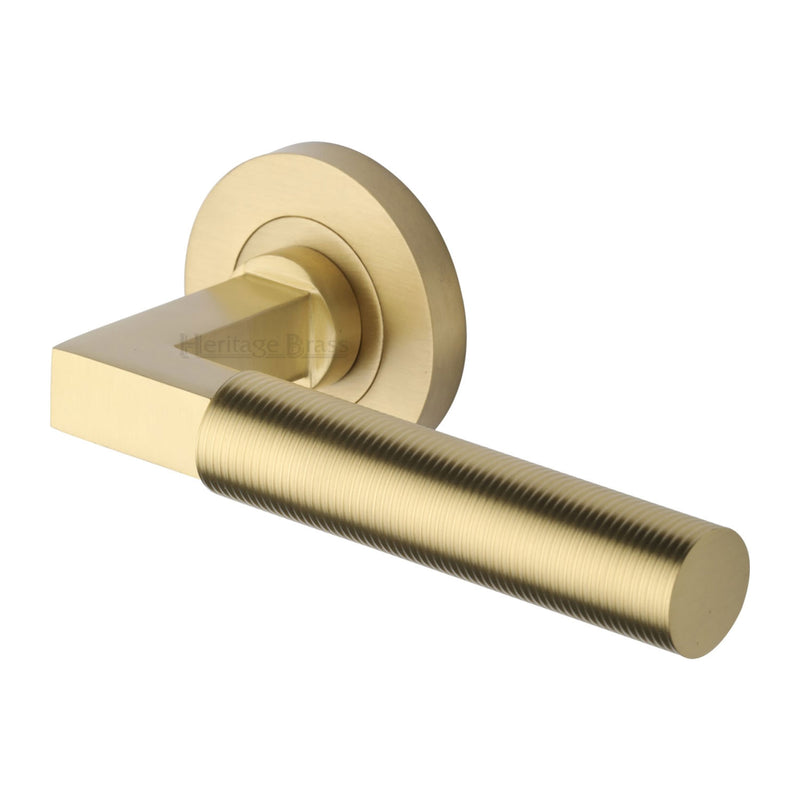 Heritage Brass Door Handle Lever on Rose Spectral Design Satin Brass Finish
 - RS2261-SB - Choice Handles