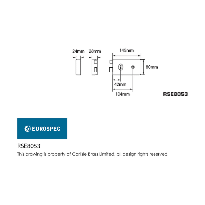 Eurospec - Traditional Rim Deadlock 127mm x 75mm - Polished Chrome - RSE8053PC - Choice Handles