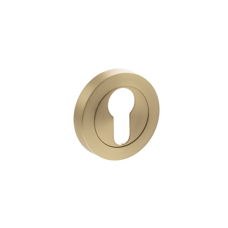 STATUS Euro Escutcheons on Round Rose - Satin Brass - S2ESCERSB