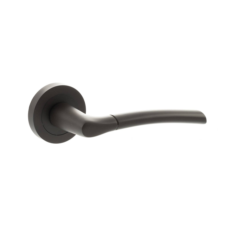 STATUS Indiana Lever Door Handle on Round Rose - Urban Dark Bronze - S33RUDB