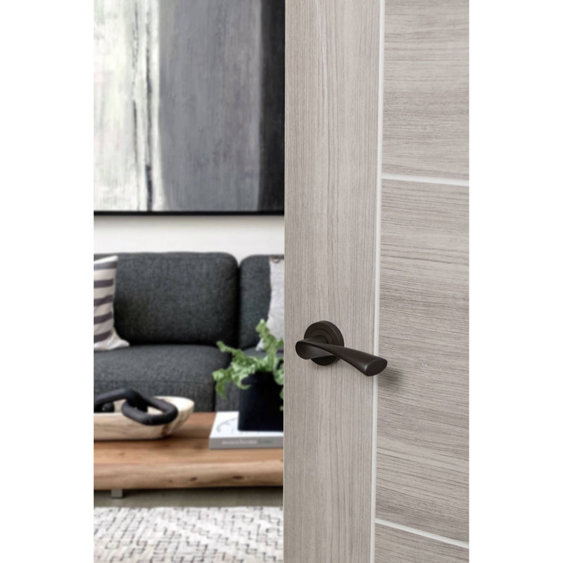 STATUS Colorado Lever Door Handle on Round Rose - Urban Dark Bronze - S34RUDB