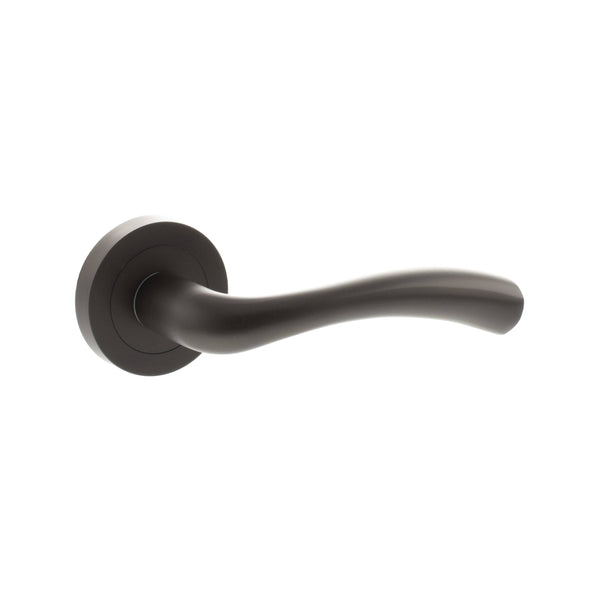 STATUS Texas Lever Door Handle on Round Rose - Urban Dark Bronze - S35RUDB