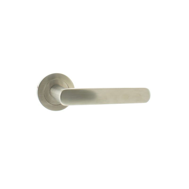 Atlantic - STATUS Carolina Lever on Round Rose - Satin Nickel - S42RSN - Choice Handles