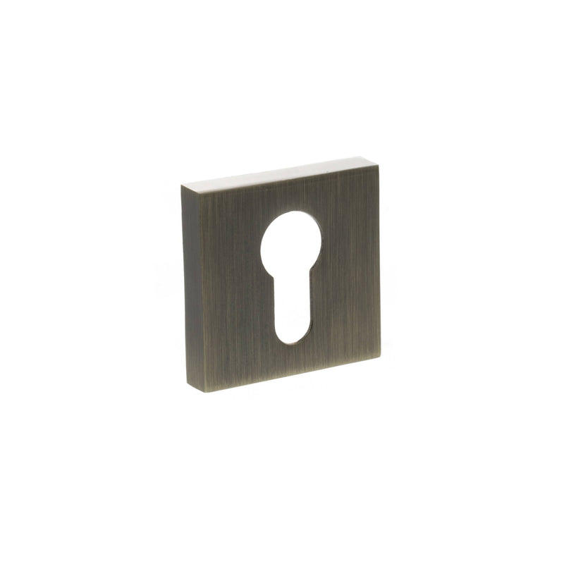 STATUS Euro Escutcheons on S4 Square Rose - Antique Brass - S4ESCESAB