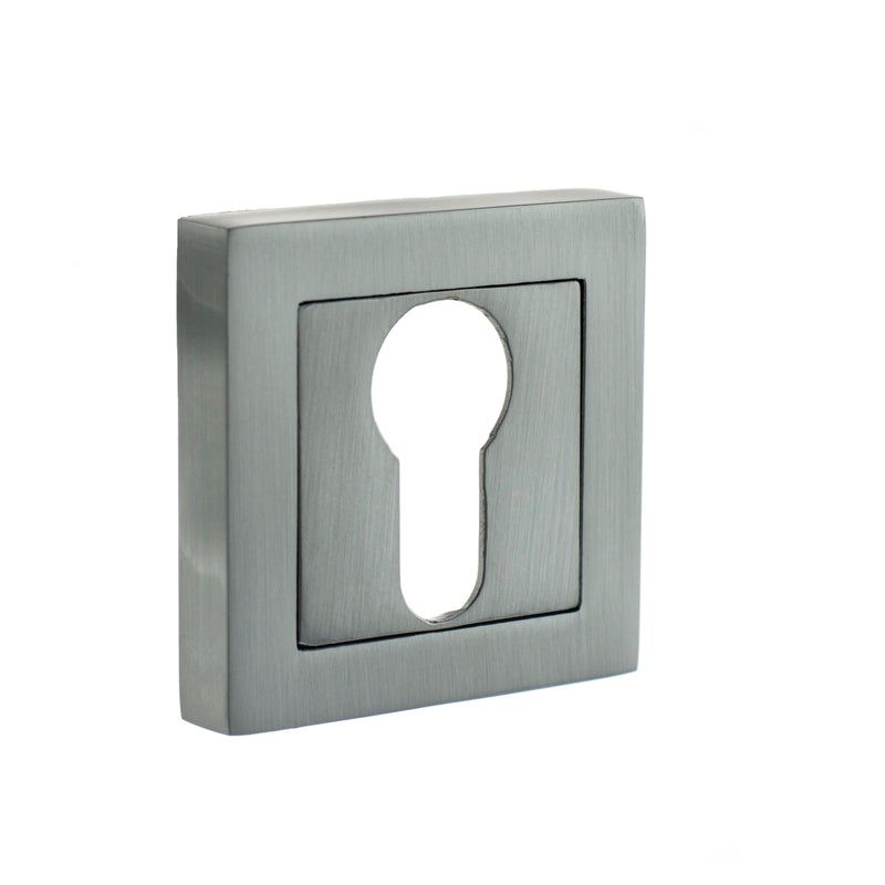 STATUS Euro Escutcheons on S4 Square Rose - Satin Chrome - S4ESCESSC