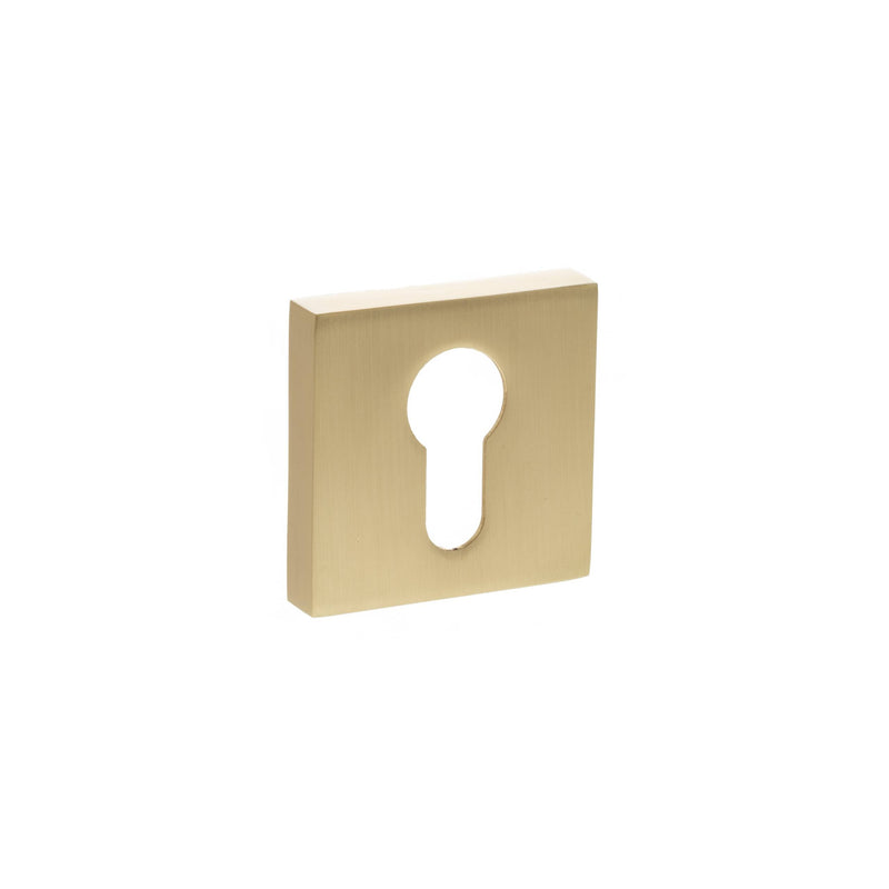 STATUS Euro Escutcheons on S4 Square Rose - Satin Brass - S4ESCESSB