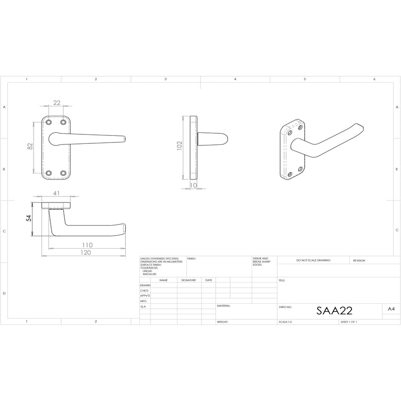 Eurospec - Aluminium Lever on Latch Backplate - Satin Anodised Aluminium - SAA22 - Choice Handles