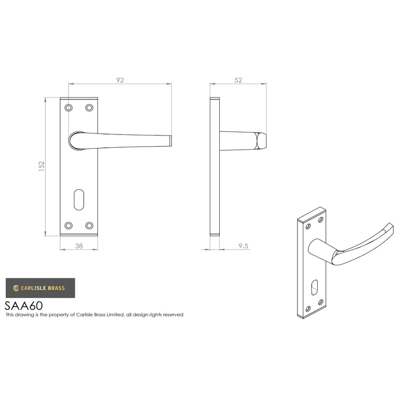 Eurospec - Aluminium MIAL Lever on Lock backplate - Satin Anodised Aluminium - SAA60 - Choice Handles