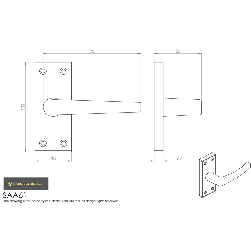 Eurospec - Aluminium MIAL Lever on Latch backplate - Satin Anodised Aluminium - SAA61 - Choice Handles