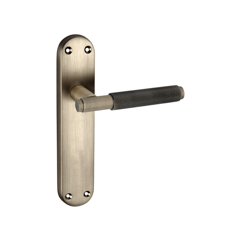 Spira Brass - Connaught Knurled Lever on Backplate Latch  - Matt Antique - SB1404MANT - Choice Handles