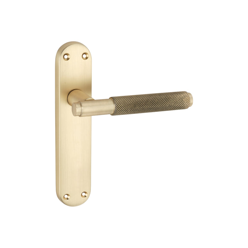 Spira Brass - Connaught Knurled Lever on Backplate Latch  - Satin Brass - SB1404SB - Choice Handles