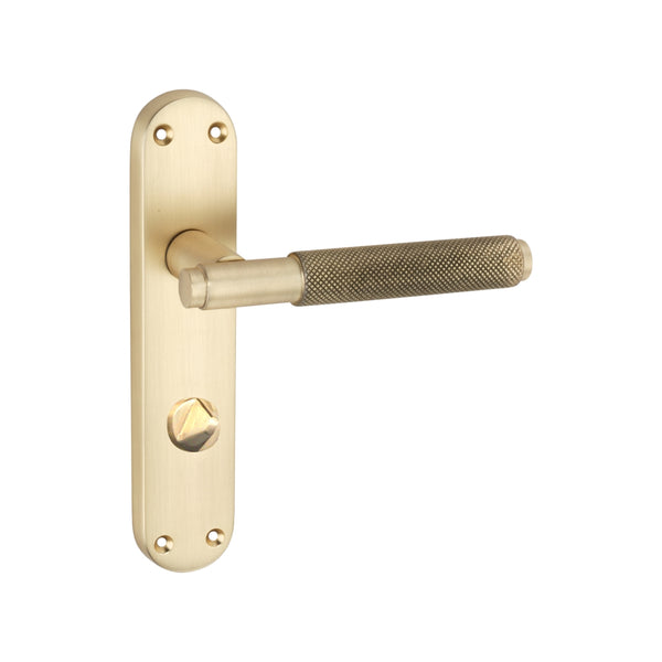 Spira Brass - Connaught Knurled Lever on Backplate Privacy  - Satin Brass - SB1407SB - Choice Handles