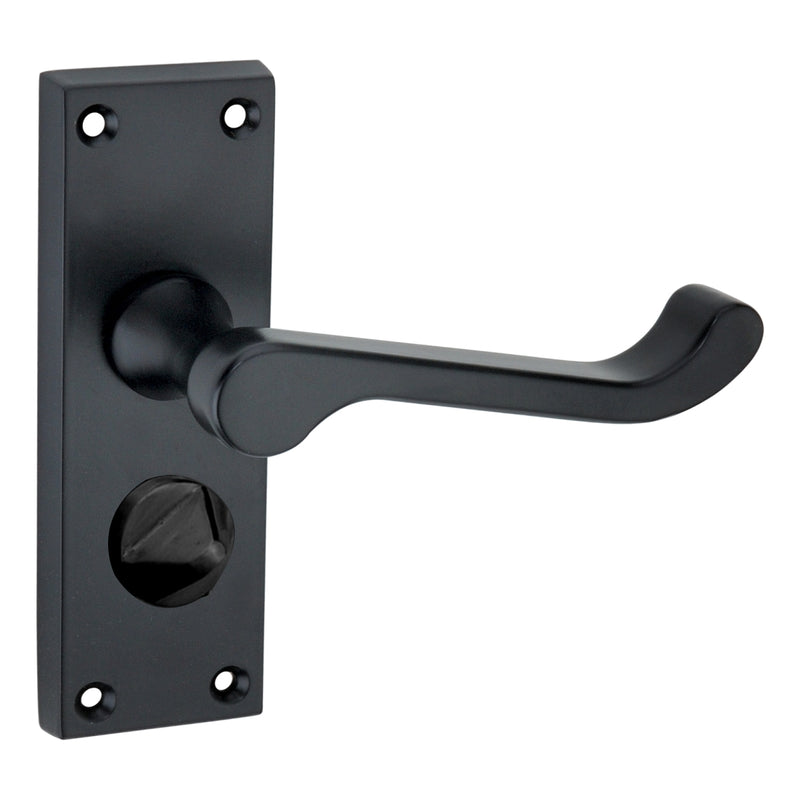 Spira Brass - Victorian Scroll Privacy Lever Handle 115mm  - Matt Black - SB1413BLK - Choice Handles