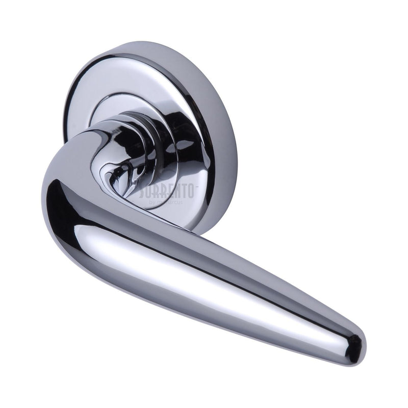 Sorrento Door Handle Lever Latch on Round Rose Goccia Design Polished Chrome finish - SC-1012-PC - Choice Handles