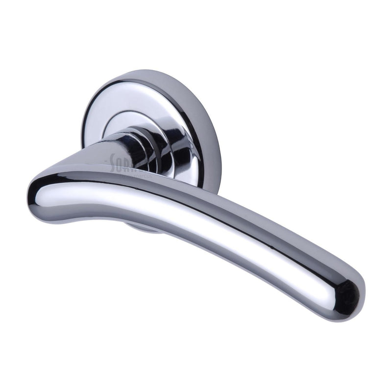 Sorrento Door Handle Lever Latch on Round Rose Ico Design Polished Chrome finish - SC-2012-PC - Choice Handles