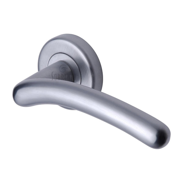 Sorrento Door Handle Lever Latch on Round Rose Ico Design Satin Chrome finish - SC-2012-SC - Choice Handles