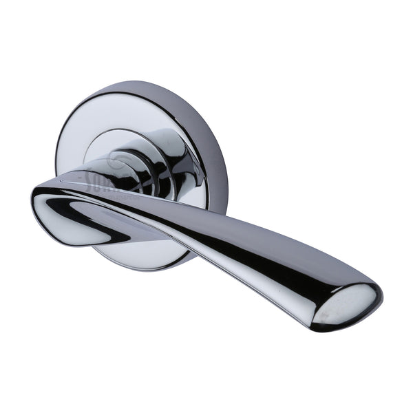 Sorrento Door Handle Lever Latch on Round Rose Treviso Design Polished Chrome finish - SC-2042-PC - Choice Handles