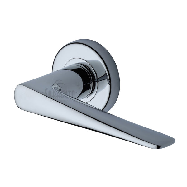 Sorrento Door Handle Lever Latch on Round Rose Amalfi Design Polished Chrome finish - SC-2059-PC - Choice Handles